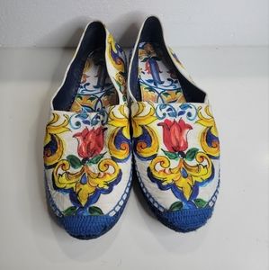 Dolce & Gabbana Multicolor Majolica Print Canvas Slip On Espadrilles Size 40/10